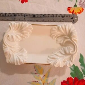 Beautiful Vintage dinnerware piece use for butter dish or Soap dish gold trim